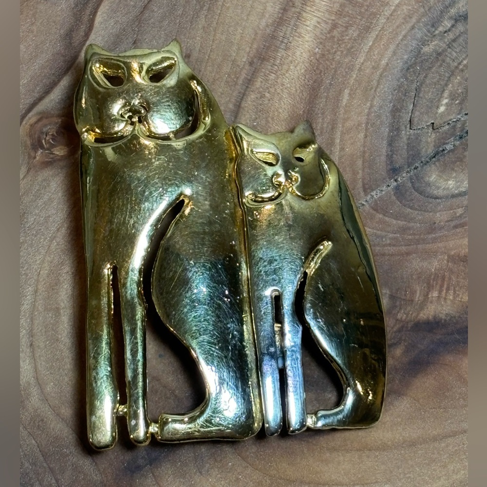 Vintage Laurel Burch double Cat Brooche